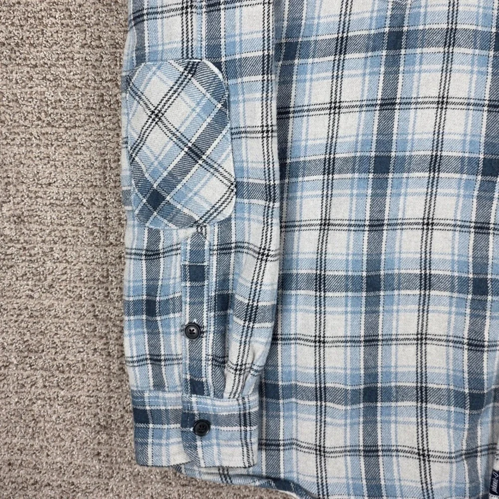Johnnie-O Mens XXL Chad Shirt Jacket Blue‎ White Plaid Sherpa Lined Flannel